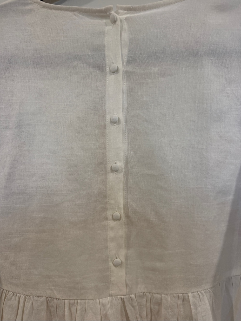 Andree White Embroidered Peasant Tunic with Navy, Yellow, and Pink Accents - Picture 5 of 5
